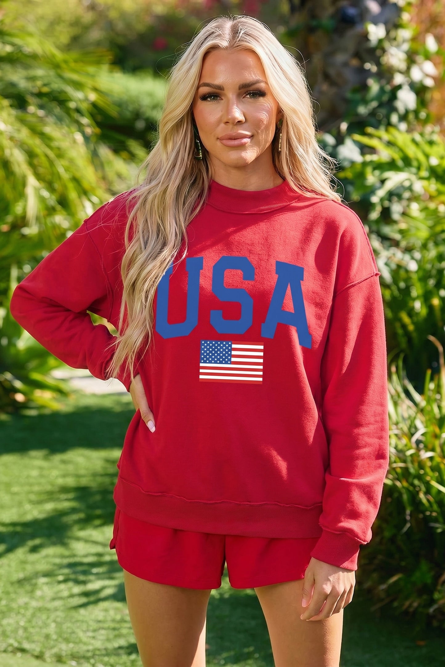 Mock Neck Reversible USA/America Sweatshirt