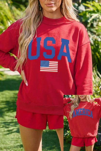 Mock Neck Reversible USA/America Sweatshirt
